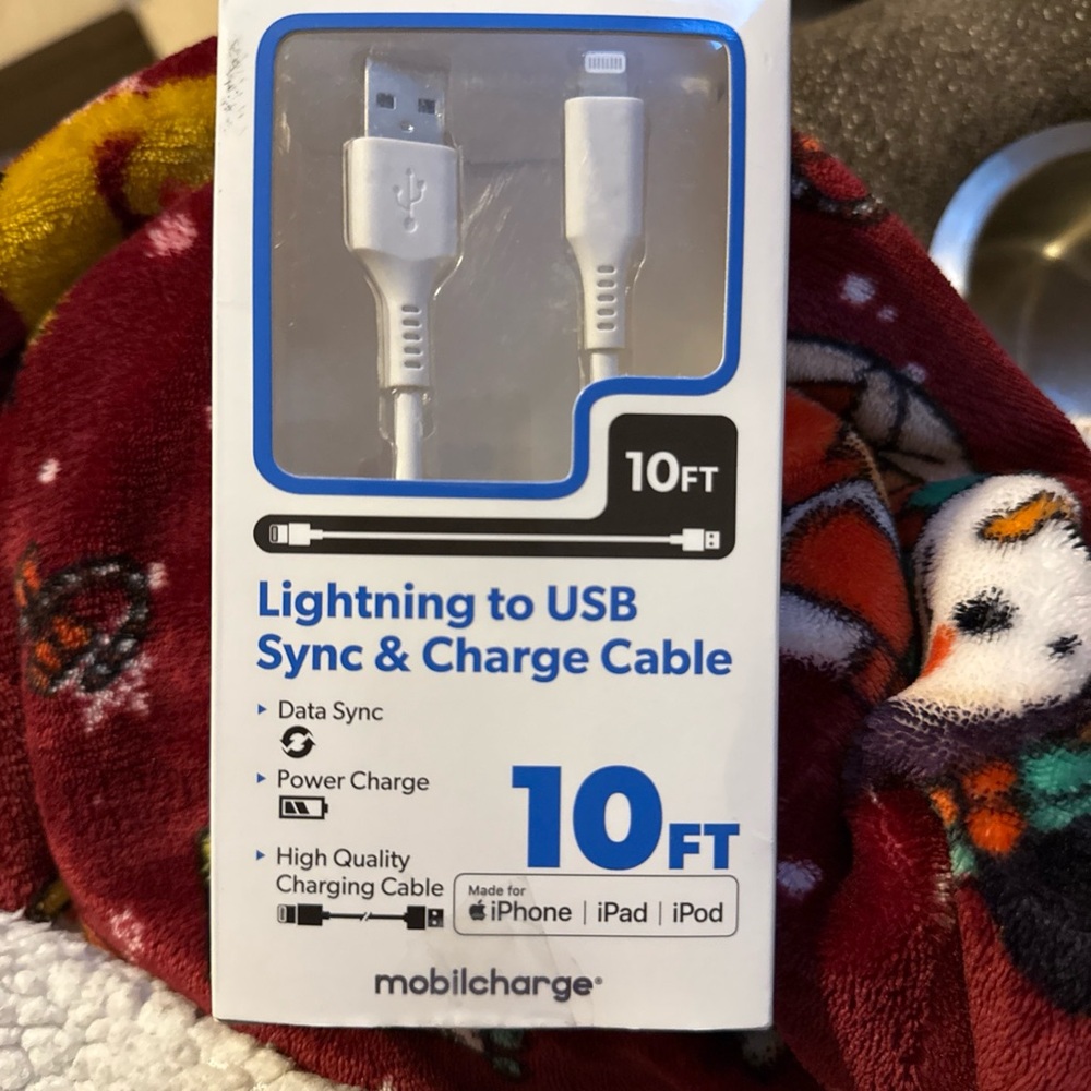 10FT White Lightning to USB Cable for Apple Devices